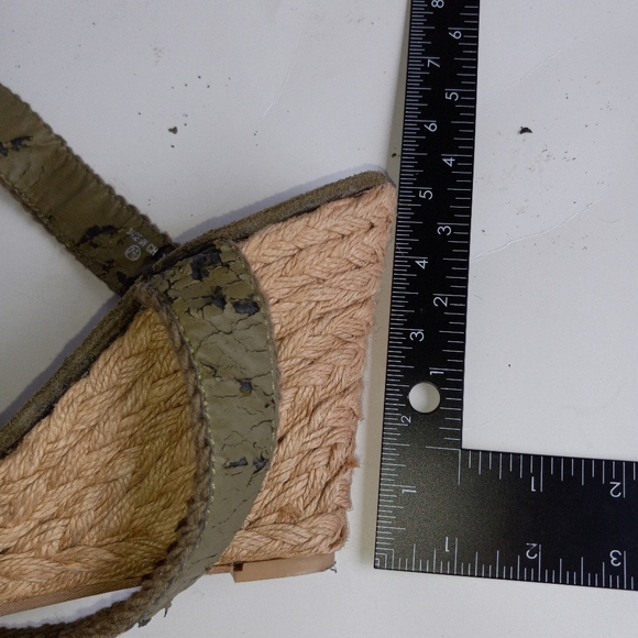 Bucco women's 5 in high wedgies olive green ankle wrap braided fabric. - Picture 3 of 8